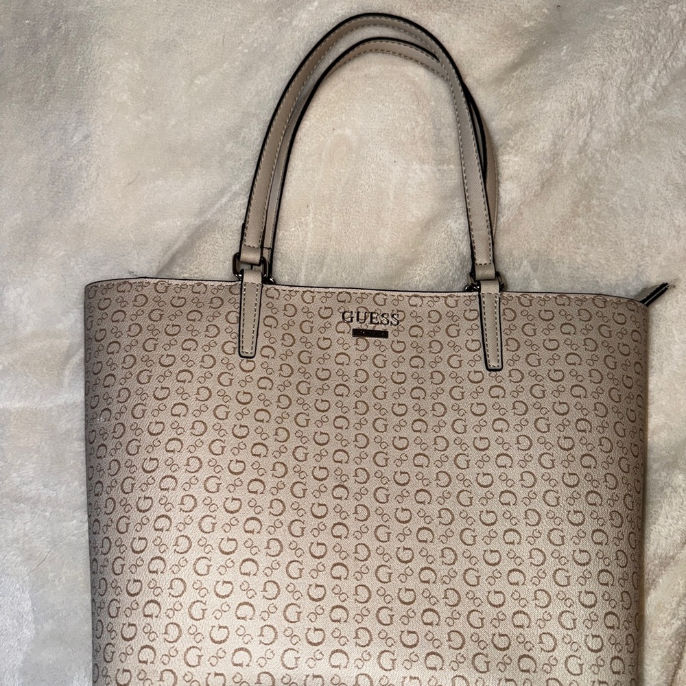 Guess Cream Monogram Tote